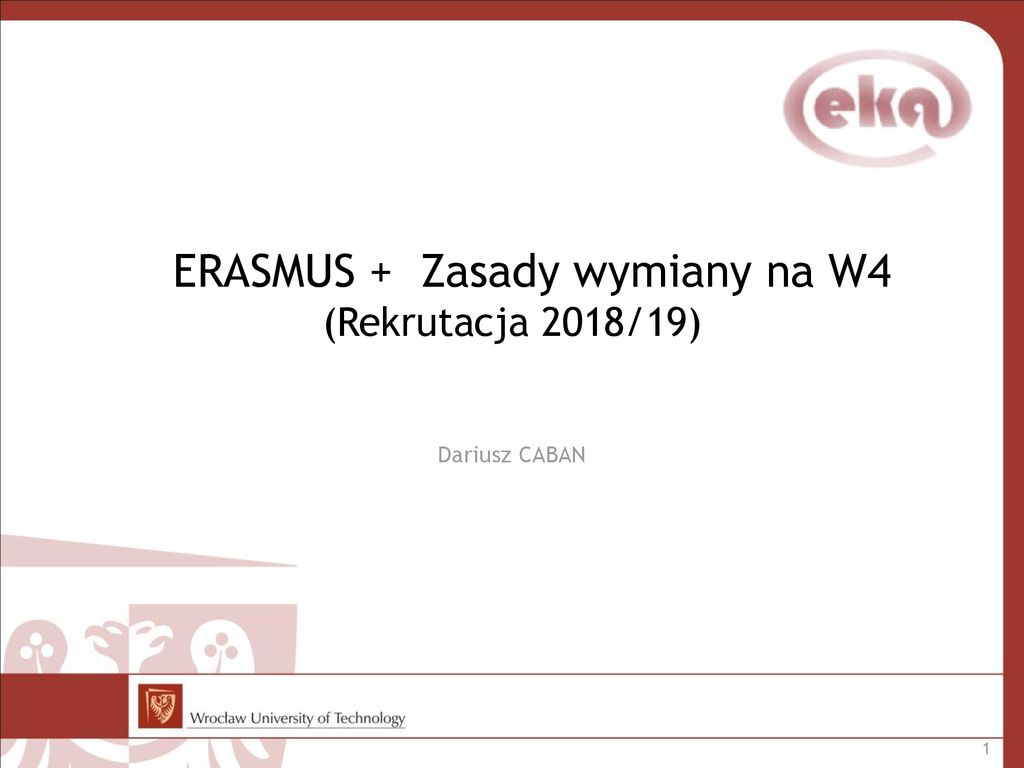 Erasmus Zasady Wymiany Na W Rekrutacja Ppt Pobierz